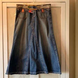 Fun Unique denim skirt Cabi Sz 8 hippie boho